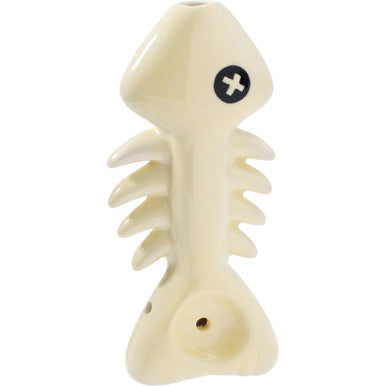 3.5in Fish Bone Ceramic Pipe - Wacky Bowlz