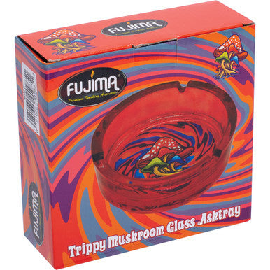 6.25" Red Trippy Mushroom Glass Ashtray
