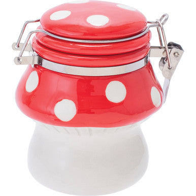 5.5In Mushroom Ceramic Jar With Clasp