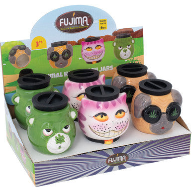 6Count Medium Animal Head Stash Jars - CannaDevices
