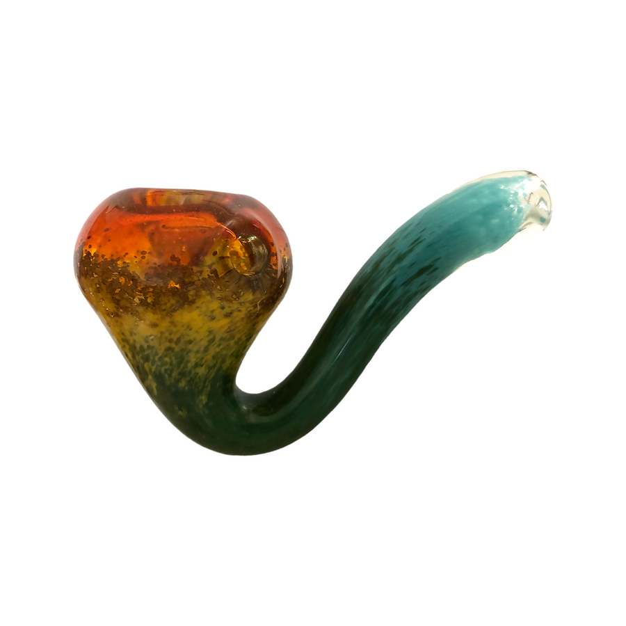 Frit Sherlock Glass Pipe - Colorful, Durable, S-Shaped | CannaDevices