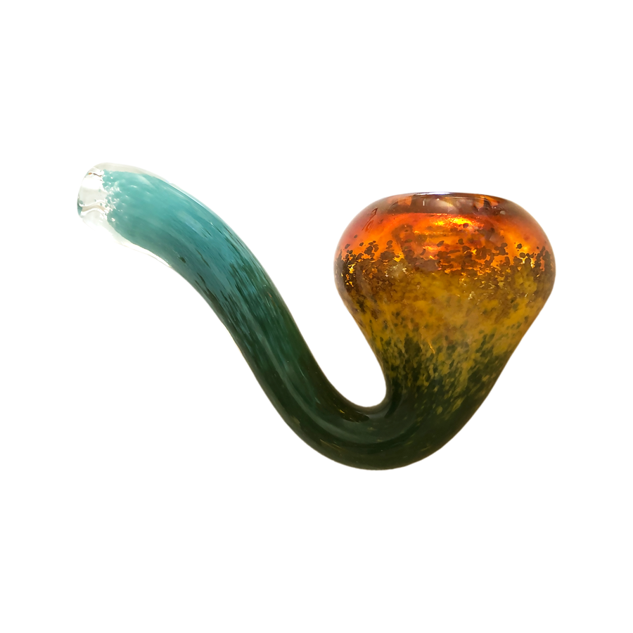 Frit Sherlock Glass Pipe - Colorful, Durable, S-Shaped | CannaDevices