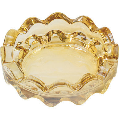 Amber Round Wave Electroplated Glass Ashtray 4" - CannaDevices