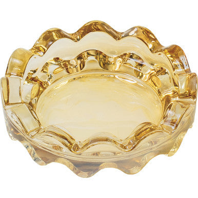 Amber Round Wave Electroplated Glass Ashtray 4" - CannaDevices