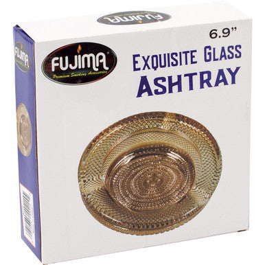 Round Amber Electroplated Glass Ashtray 6.75