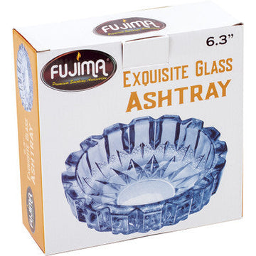 Blue Round Electroplated Glass Ashtray - 6.25in