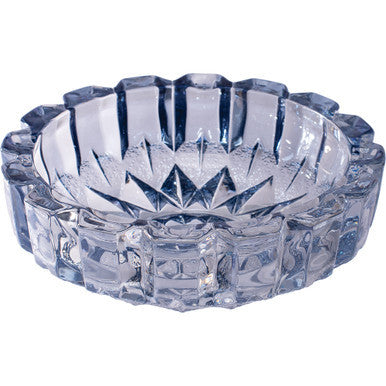 Blue Round Electroplated Glass Ashtray - 7.5in