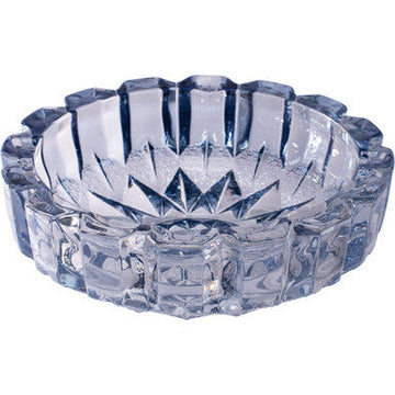 Blue Round Electroplated Glass Ashtray - 7.5in