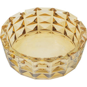 Round Amber Electroplated Glass Ashtray 7.75