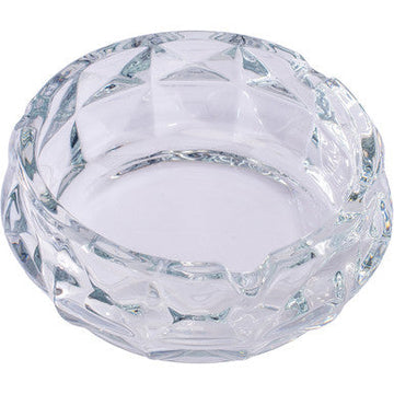 Clear Diamond Cut Crystal Glass Ashtray - 5in
