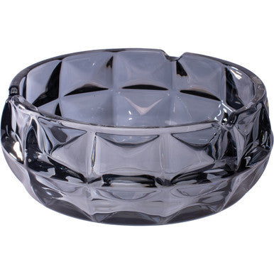 Smokey Black Diamond Cut Crystal Glass Ashtray - 6in - CannaDevices