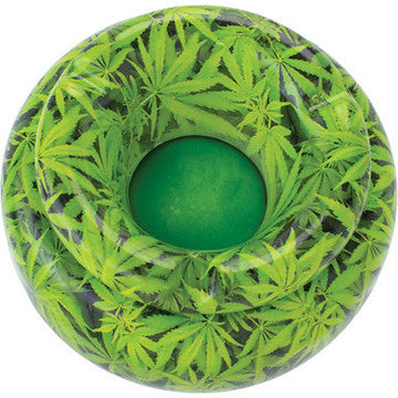 5in Moroccan Ceramic Ashtray - Green Leaves