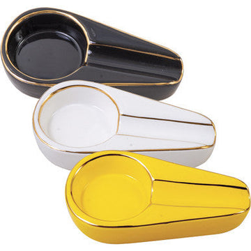 6ct. Ceramic Colored Ashtrays w/ Gold Line