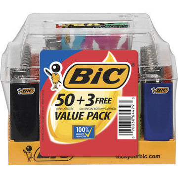 50Ct. Bic Mini Size Lighters +3 Free