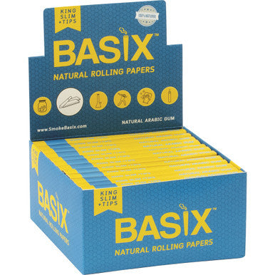 24 Ct. Basix Natural Rolling Paper With Tips Kings