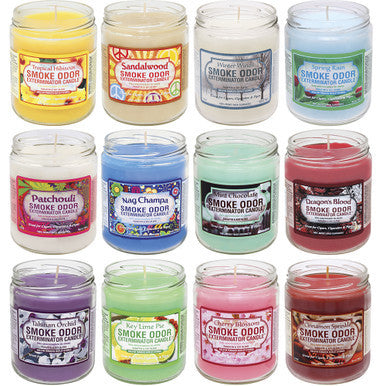 12ct.13oz. Asst. Smoke Odor Exterminator Candles.