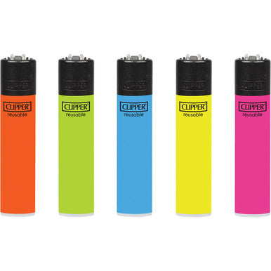 48Ct. Solid Fluorescent Color Clipper Lighters