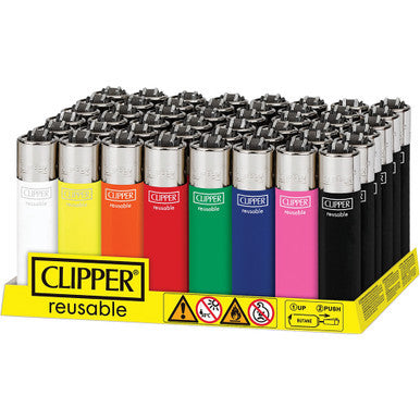 48Ct. Solid Color Clipper Lighters