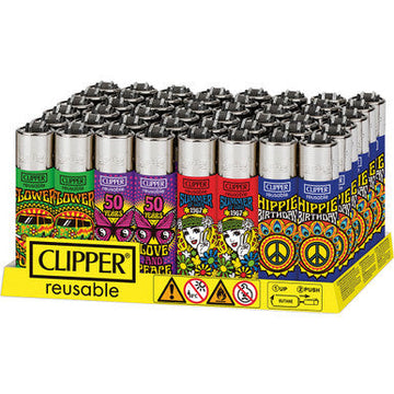 48Ct. Flower Power Hippie Clipper Lighters