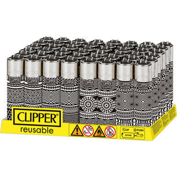 48Ct. Geometric Black & White Clipper Lighters