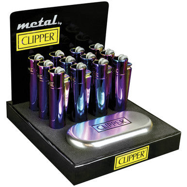 12Ct. Icy Colored Metal Clipper Lighters