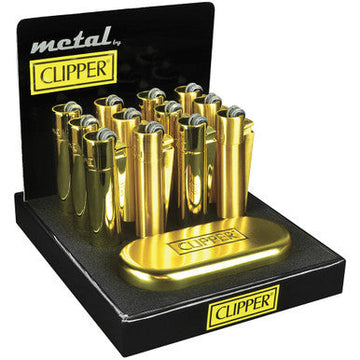 12Ct. Gold Colored Metal Clipper Lighters