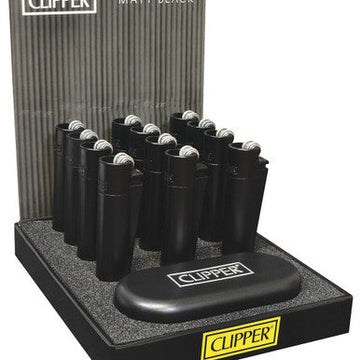 12Ct. Matt Black Metal Clipper Lighters