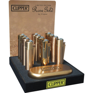 12Ct. Rose Gold Metal Clipper Lighters