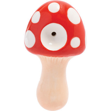 3.5" Red Mushroom Ceramic Pipe - Wacky Bowlz