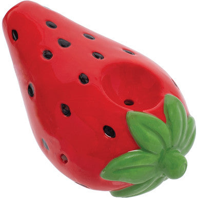 3.5"Strawberry Ceramic Pipe - Wacky Bowlz