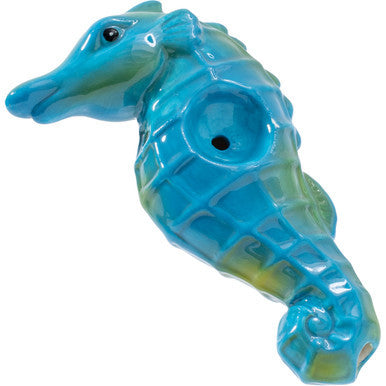 3.5in Seahorse Ceramic Pipe - Wacky Bowlz