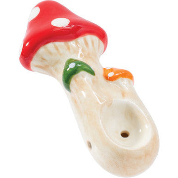 3.5in Tri Mushroom Ceramic Pipe - Wacky Bowlz