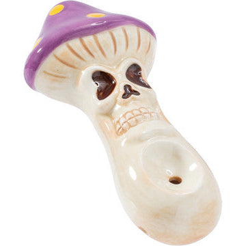 3.5in Skull Mushroom Ceramic Pipe - Wacky Bowlz