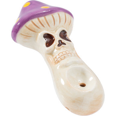 3.5in Skull Mushroom Ceramic Pipe - Wacky Bowlz