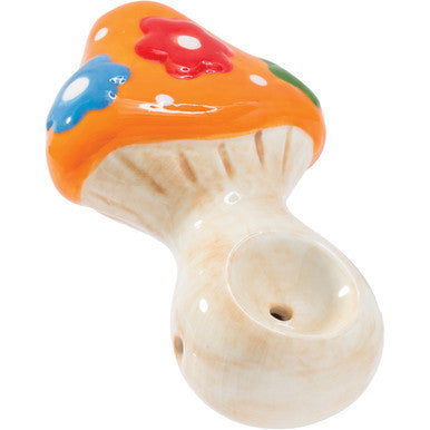 3.5in Flower Mushroom Ceramic Pipe - Wacky Bowlz
