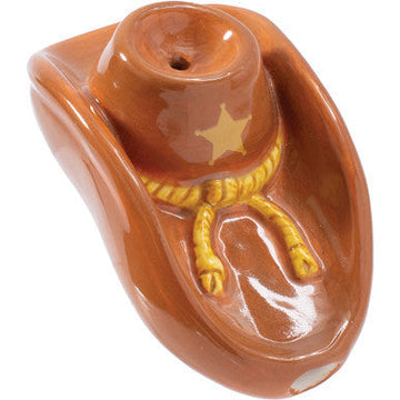 3.5in Cowboy Hat Ceramic Pipe - Wacky Bowlz