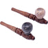 5in Carved Wooden Pipe w/ Marble Bowl (Color Varys)