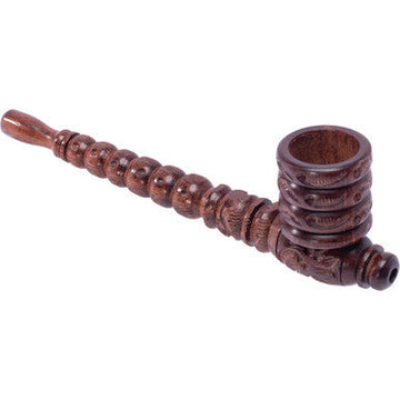 6in Carved Wooden Pipe (Color Varys)