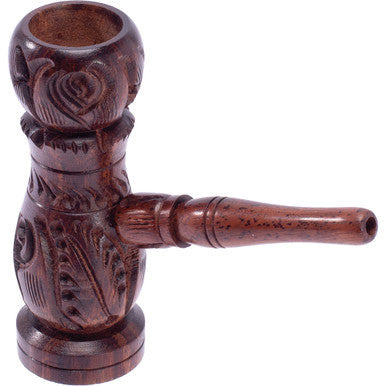 3in Carved Wooden Hookah Style Pipe