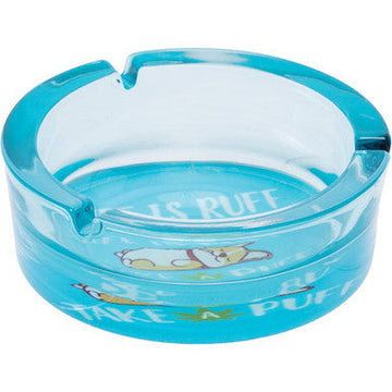 5.1in Medium Glass Ashtray - Life is Rough Take A Puff
