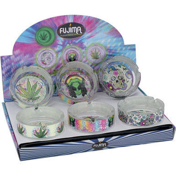 6ct. Asst. Glow In Dark Glass Ashtray