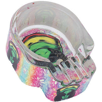 6ct. Asst. Skull Glow In Dark Glass Ashtray