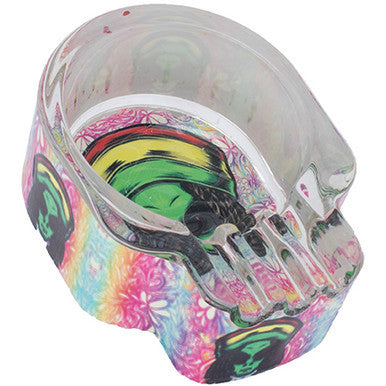 6ct. Asst. Skull Glow In Dark Glass Ashtray