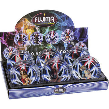 6ct. 3.5in Round Glass Ashtray - Girl Leaf