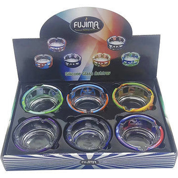 6ct. Silicone Glass Ashtray - Leaf Design