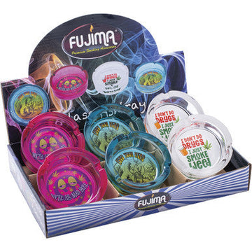 6ct. 3.5in Glass Ashtrays - Saying Designs