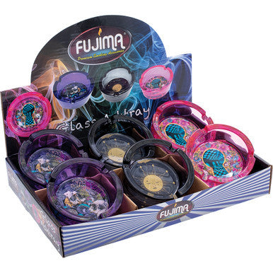 6ct. 3.5in Glass Ashtrays - Asst Designs