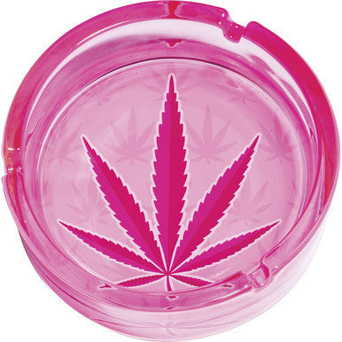 6.25" Pink Kush Leaf Glass Ashtray