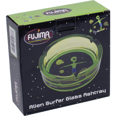 6.25" Green Alien Surfer Glass Ashtray