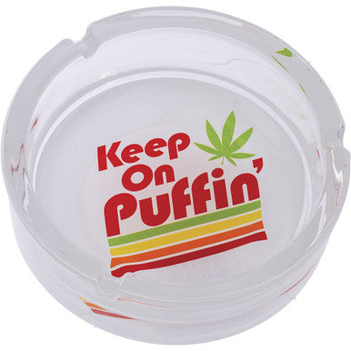 6.25" Keep on Puffin Glass Ashtray